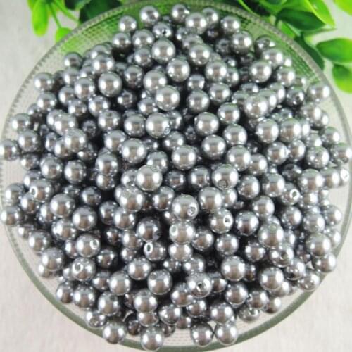 6mm 8mm 10mm 12mm 14mm Light Gray ABS Imitation Pearls Beads, Making Jewelry Diy Beads, Pearls Round for Crafts Hole: 2mm AS-31