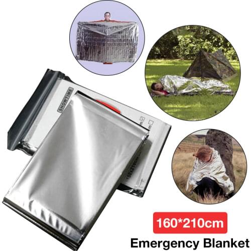 Outdoor Emergency Survival Rescue Blanket Waterproof Foil Thermal Space Lifesaving First Aid Sliver Rescue Curtain Blanket