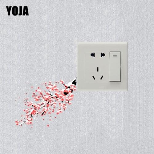 YOJA Cute Pink Small Plum Flower In Snow Modern Home Decor Decal Chinese Style Design Switch Sticker PVC 13SS0098