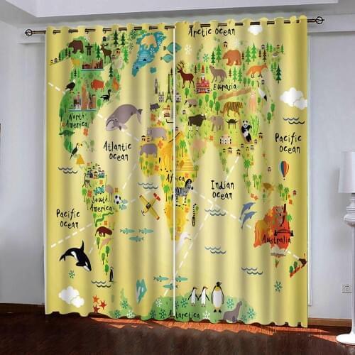 Window Blackout Luxury 3D Curtains For Bedroom Living room children room Wall Decor Silk curtains Anime cartoon world curtain