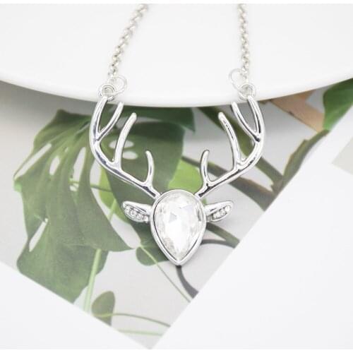 10 Zircon Love heart Elk Head Small Art Elf Antlers pendant Necklace Animal Fox Christmas Deer Necklace Lucky Amulet Jewelry
