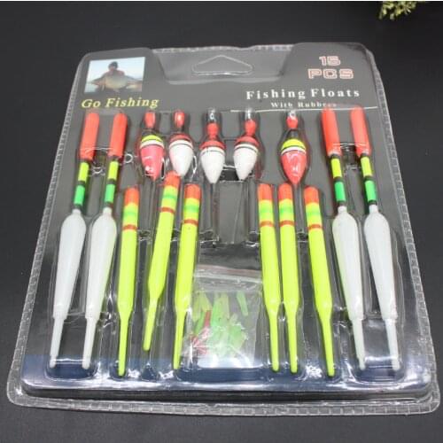 15pcs/set Carp Fishing Line Bobber Group Fish Float Fishing Tackle China Hook Buoy Fish Floating Tiple Suit Accessories
