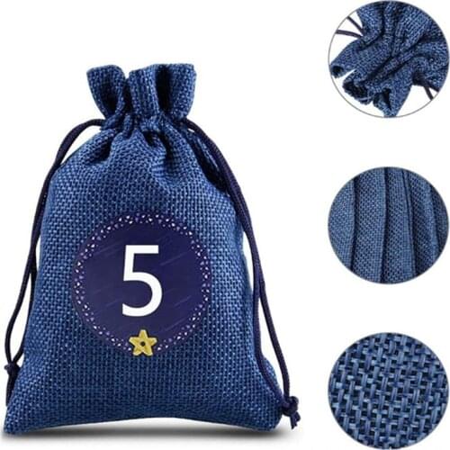 24pcs/set Linen Jute Drawstring Pouch Cotton 3 Colors Sacks for Packaging Gift Wedding Party Christmas Candy Bags Party Supplies