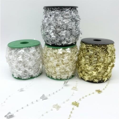 3yards/Lot 12mm Stars Shape Artificial Pearls Line Beads Chain Garland Flowers Wedding Party Decoration DIY Brides Headgear