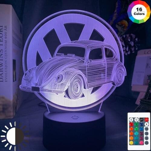 3d Illusion Lamp Beetle Car for Kids Bedroom Decor Nightlight Colorful Atmosphere Child Birthday Gift Supercar Led Night Light