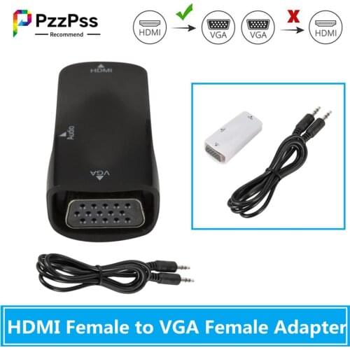 PzzPss HDMI to VGA Adapter Female to Female HD 1080P HDMI TO VGA Converter For PC Laptop TV Box Computer Display Projector