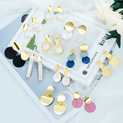 BFH Acrylic Earrings Korean Round Sequin Drop Earrings For Woman 2020 Fashion Statement Metal Geometric Earrings Female Jewelry