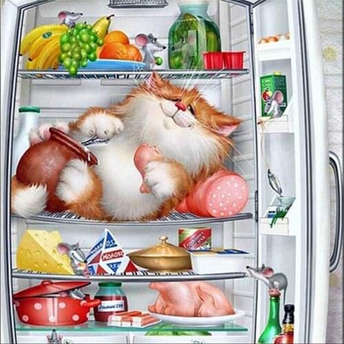 5D DIY Diamond Painting Full RounSquare Cat Diamond Embroidery Cartoon Diamond Mosaic Picture Of Rhinestones Handmade Decor Home