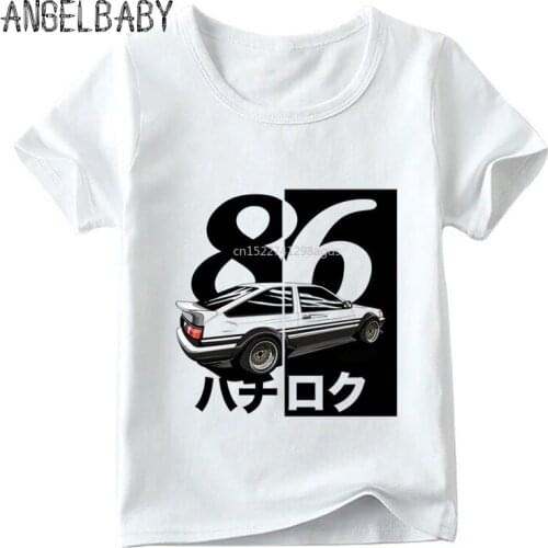 Children Japanese Anime AE86 Initial D Drift Print T shirt Boys/Girls Summer White Tops Kids Casual T-shirt,ooo2419