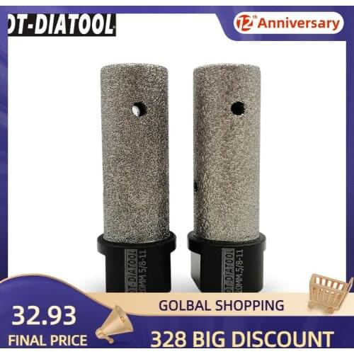 DT-DIATOOL 2pcs Dia 20mm 5/8-11 Vacuum Brazed Diamond Milling Finger Bits For Enlarge Holes In Porcelain Ceramic Marble Granite