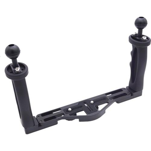 Dual Handheld Aluminum Alloy Stabilizer Rig Diving Tray Mount for Underwater Camera Housing Dual 1/4 inch Screws