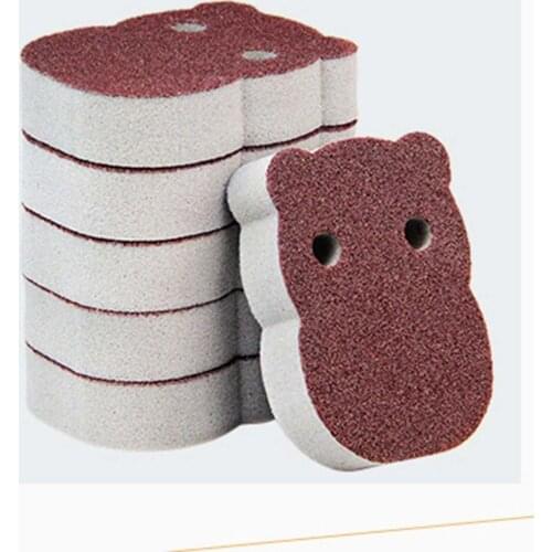 Cute Hippo Shape Household Cleaning Sponge Carborundum Brush Kitchen Wash Pad Cleaner Tool Effective Stronge Dirt Remover