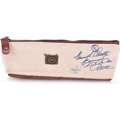 4 Colors 1PC Small Zipper Long Printing pencil Pouch School Supplies Stationery Vintage Casual pen Bag Gift student