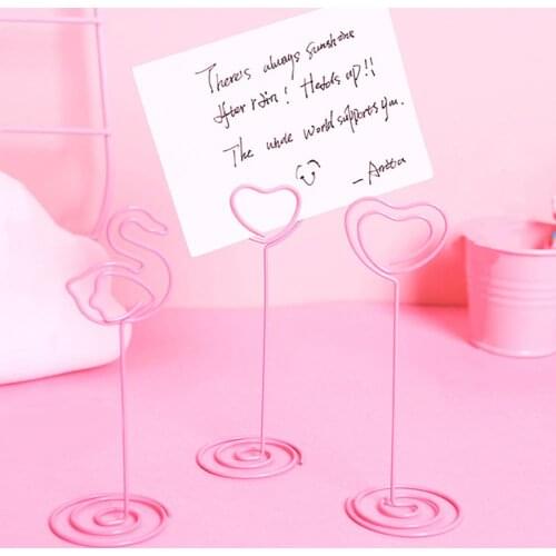 Cool Wedding Place Card Holder Romantic Heart Flamingo Photo Clip Table Number Stand