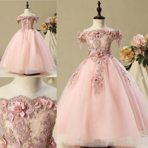 Lace Flower Girls Dress Sleeveless Girls Formal Holly Communion Dress Party Custom Children Prom Gown