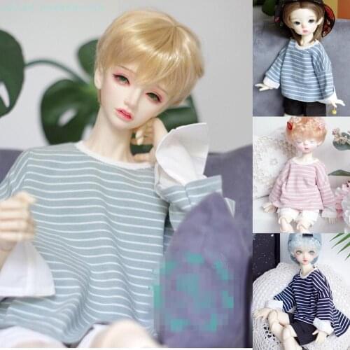 BJD Doll clothes apply to 1-3 1-4 1-6 size dummy two shirt sleeve striped t-shirt accessories
