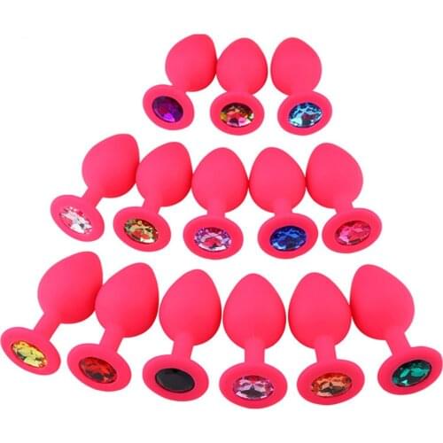 Small Medium Large Silicone Butt Plug with Crystal Jewelry Smooth Touch Anal Plug No Vibration Anal Sex Toys for Woman Men Gay