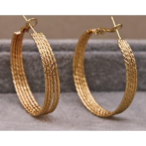 Trendy Fashion Round hip hop Rock Hoop Earrings for Womens Gold Plated Earrings Fashion Jewelry Accessories wedding party