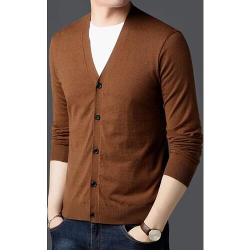 MRMT 2021 Brand Spring and Autumn Mens Sweater V-neck Knit Cardigan for Male Thin Solid Color Long Sleeve Slim Sweater Jacket