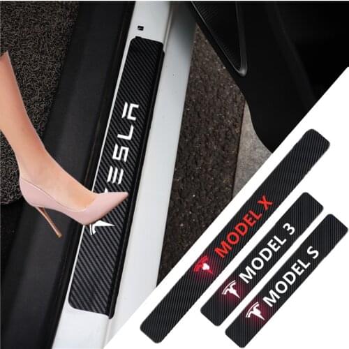 Car sticker 4 of you Car carbon fiber threshold strip modification protection for Tesla model 3 Y and Model S X car sticker