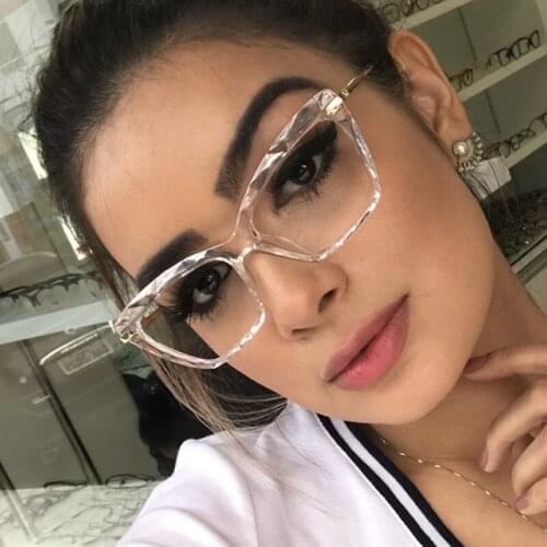New Cat Eye Eyeglasses Frame Women Men Transparent Lens UV400 Eye Protection Girl Sexy Ladies Leopard Pink Gray Shades