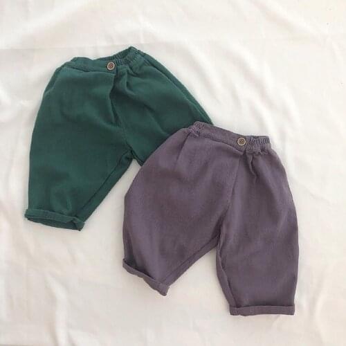 2021 new girls boys long pants cotton linen autumn cool kids pants
