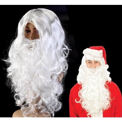 New White Santa Claus Moustache Hat Fancy Dress Costume Wizard Wig And Beard Set Christmas Hallowee Xmas Party Decoration