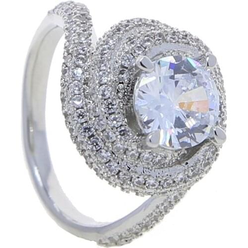 Wholesale Full sparking bling Cubic Zirconia CZ geometry round Shape charm Band Rings for women Engagement wedding jewelry gifts