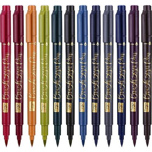 12 Pcs/Lot Calligraphy pen Japan Material Brush For Signature Chinese Words Learning Stationery School Supplies papelaria