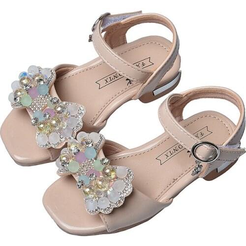 Little girls Color Crystal Sandals Princess shoes Girls Sandals Rhinestone dance show shoes chaussure enfant fille pink 1 2 3-7T
