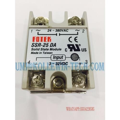 SSR-25DA, SSR-25 DA, 25A 3-32V DC TO 24-380V AC SSR 25DA relay solid state Plastic Cover Case Factory Directly Wholesale Hot