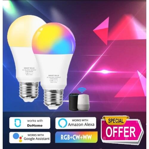 Wifi Smart LED Bulb 12W E27 RGB CW Color Changing Light Dimmable LED Lamp Compatible Amazon Alexa Google Home Siri Voice Control