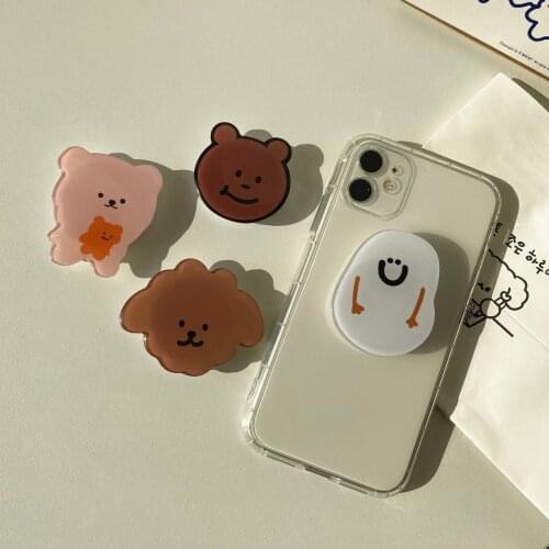 1PCS Universal Mobile Phone Bracket Cute 3D Cartoon Bear Airbag Phone Expanding Stand Finger Stitch Phones Holder Stand