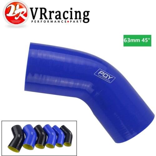 VR - Blue/Black&Yellow 2.5" 63mm 45 Degree Elbow Silicone Hose Pipe Intercooler Turbo Intake Pipe Coupler Hose VR-SH4525-QY