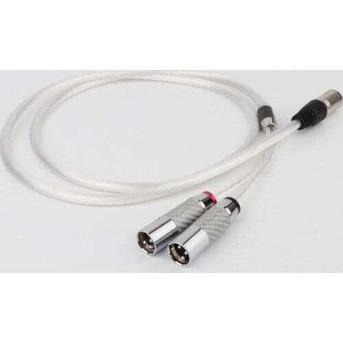 High Quality HIFI cable with 4-pin XLR Female to 2x 3-pin XLR Male Balanced Silver Plated Headphone Audio Adapter