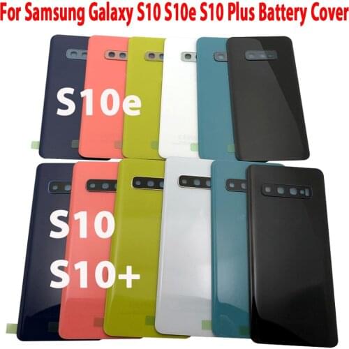 Back Glass Battery Cove Replacement For Samsung Galaxy S10 S10e S10 Plus S10+ Rear Door Housing Case Camera Glass Lens Frame