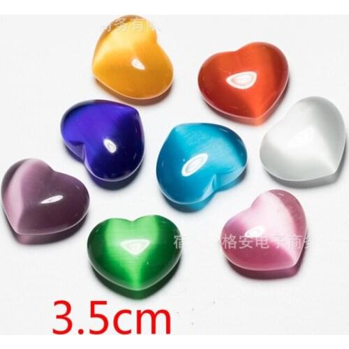 1PC Cats Eye Crystal Colorful Heart Stone Shape Handmake Mineral Love Gems Reiki Energy Healing Stone Decor Collection DIY Gift