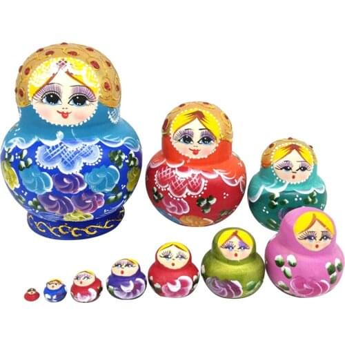 10PCS Creative Big Belly Nesting Dolls Childrens Toys Matryoshka Doll Handmade Painted Set Toy Wishing Russian Doll Remarkable