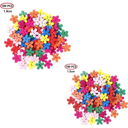 100 Sewing Buttons for Clothing Plum Blossom Shape Buckles 2 Holes Cardigan Sweater Wooden Botones DIY Scrapbook Crafts Supplies