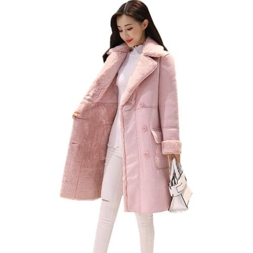 2021 Winter Warm Outerwear Female Jackets Winter Fur Lining Coat Faux Lambswool Jackets Women Fashion Coat Long Sleeve Chic Tops