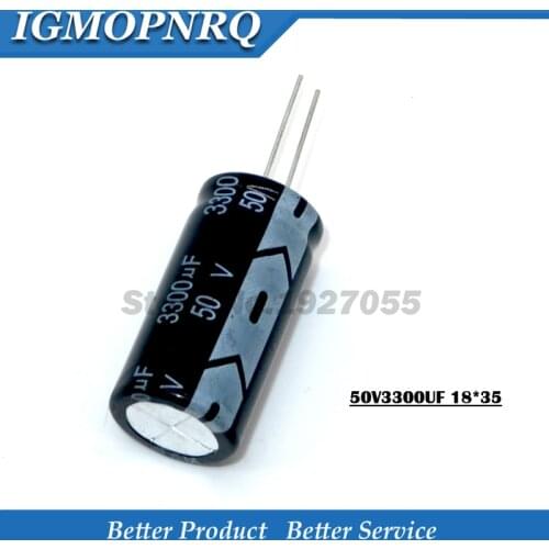 5PCS 50V3300UF 18*35mm 3300UF 50V 16*35 Aluminum electrolytic capacitor new