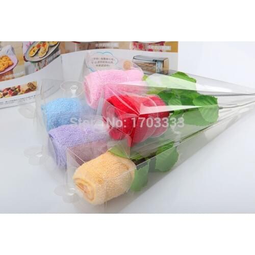 EMS Free shipping 100%microfiber fabric rose flower,valentines day lover wedding gift towel,PVC box wholesale,colors,200PCS/LOT