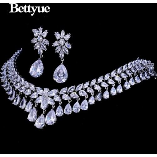 Bettyue Brand Charm Fashion AAA Cubic Zircon White Gold Color Europe And America Style Wedding Jewelry Set For Woman Party Gifts