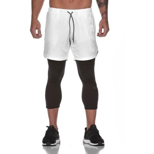 Hirigin Men Sweatpants Elastic Double Layer Casual Pants High Waist Double-Layer Short+Pants Joggering Trouser Summer Spring