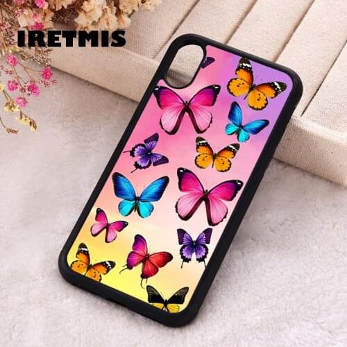Iretmis 5 5S SE 2020 Phone Cover Cases for iPhone 6 6S 7 8 Plus X Xs Max XR 11 12 MINI Pro Silicone Colorful Butterflies Pattern