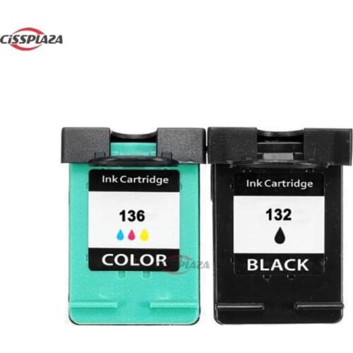 CISSPLAZ 132 136 Compatible Ink Cartridge Replacement for HP 132 136 Photosmart C3100 C3183 1513 Officejet 6213 5443