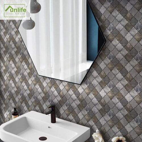 Funlife® Brushed Sliver Lantern Tile Sticker Peel&Stick Wall Sticker Kitchen Easy to Clean Self-Adhesive Kitchen Backsplash DIY