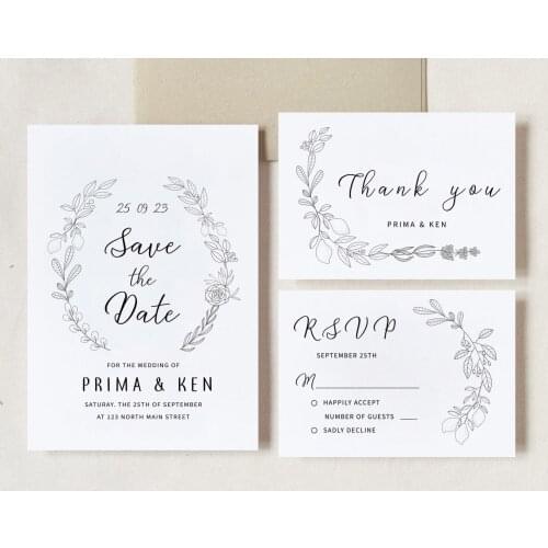 Editable Wedding Invitation Cards Party Favor Engagement Anniversary Decoration Envelope+Homepage+Thank You Card+Receipt