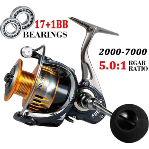 17+1BB 2000-7000 Series Gapless Metal Fishing Spinning Reel Wheel Freshwater Sea Fishing Reels