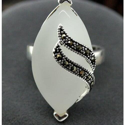 Free shipping 13*29mm WHITE OPAL STERLING SILVER 925 BALI HANDCRAFTED RING SIZE7/8/9/10 for valentice days gift